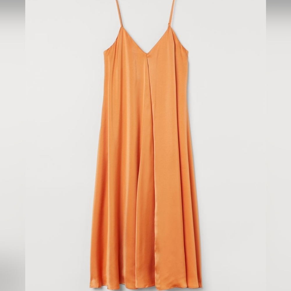 H&M A-line Satin orange flowy dress size XL